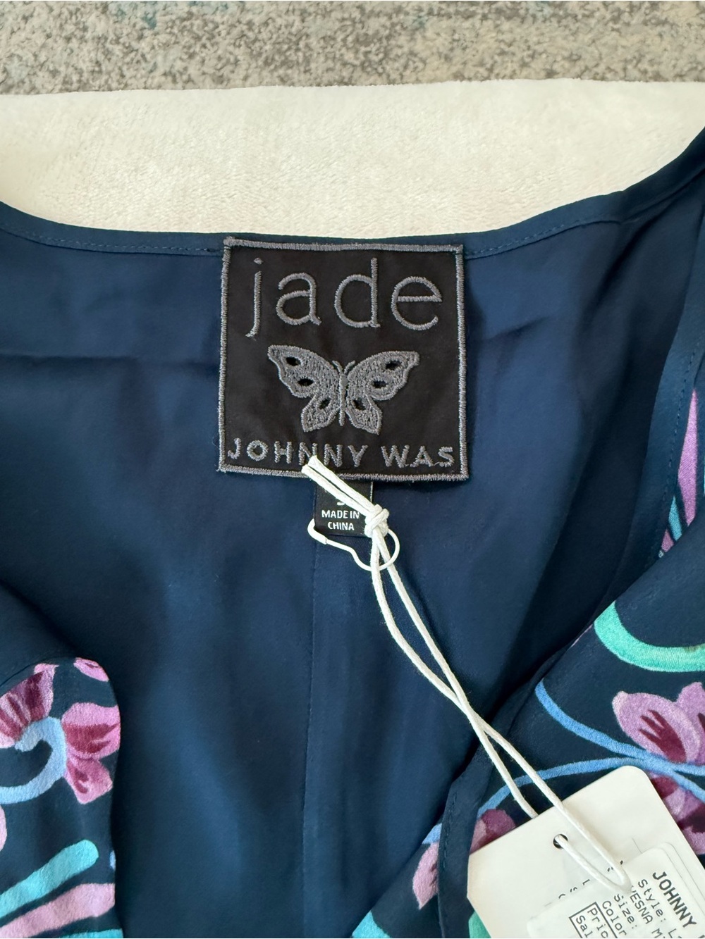 Johnny Was Jade Leilana Vesna Mini Dress blue silk floral blend S E04 - Picture 2 of 10